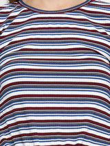 Women Red & Blue Striped T-Shirts - Red Blue