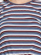 Women Red & Blue Striped T-Shirts - Red Blue