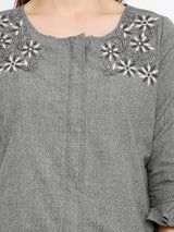 Women Grey Printed Jackets - Grey