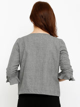 Women Grey Printed Jackets - Grey