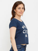 Women Blue Striped T-Shirts - Blue