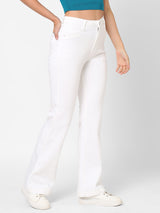 K5094 High-Rise Mini Flare Jeans - White