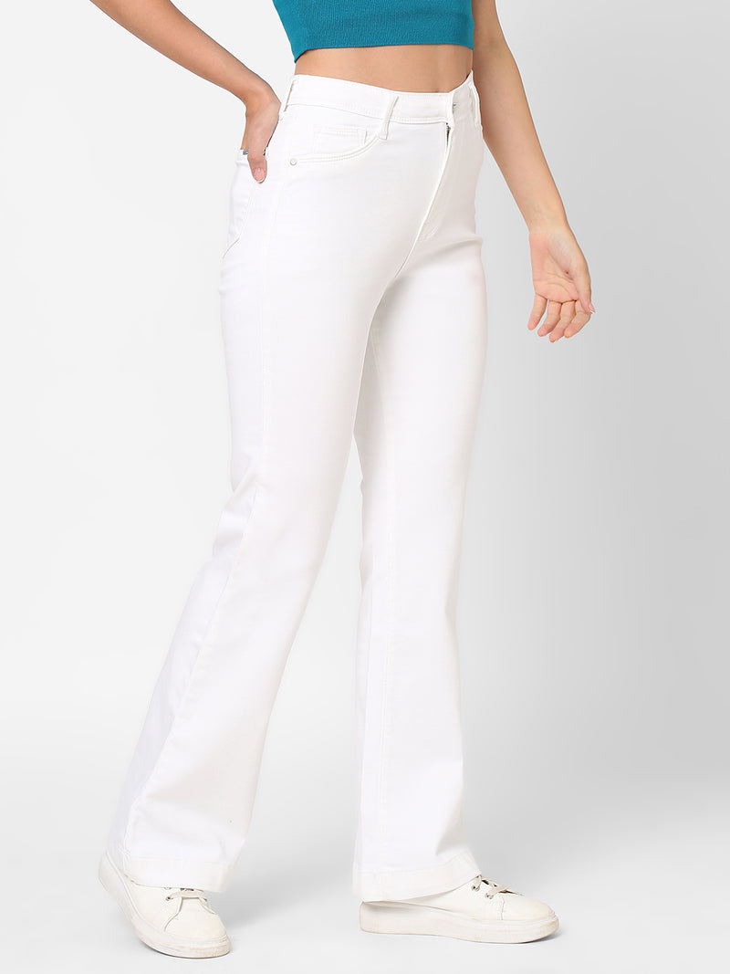 K5094 High-Rise Mini Flare Jeans - White