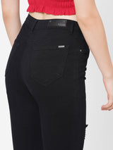 K4014 High-Rise Skinny Ripped Jeans - Black
