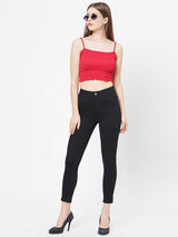 K4014 High-Rise Skinny Ripped Jeans - Black