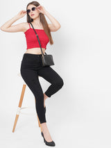 K4014 High-Rise Skinny Ripped Jeans - Black