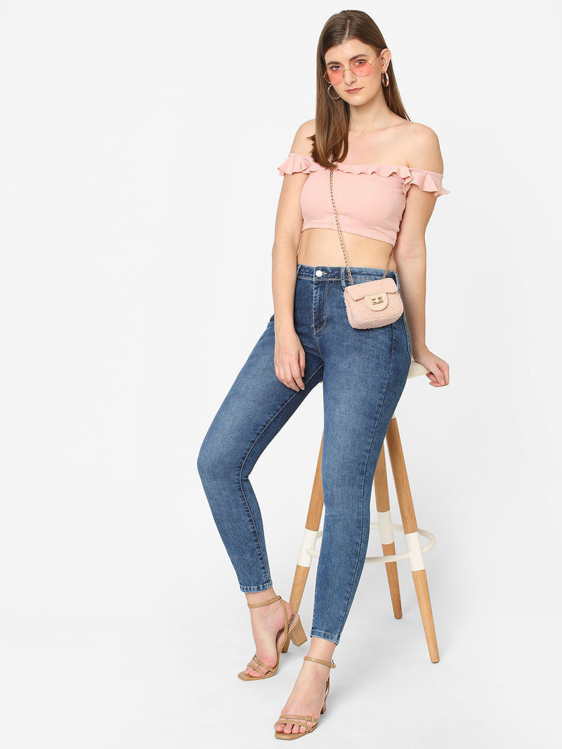 K4014 High-Rise Skinny Jeans - Blue
