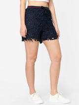 High-Rise Loose Fit Shorts - Navy