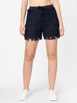 High-Rise Loose Fit Shorts - Navy
