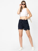 High-Rise Loose Fit Shorts - Navy