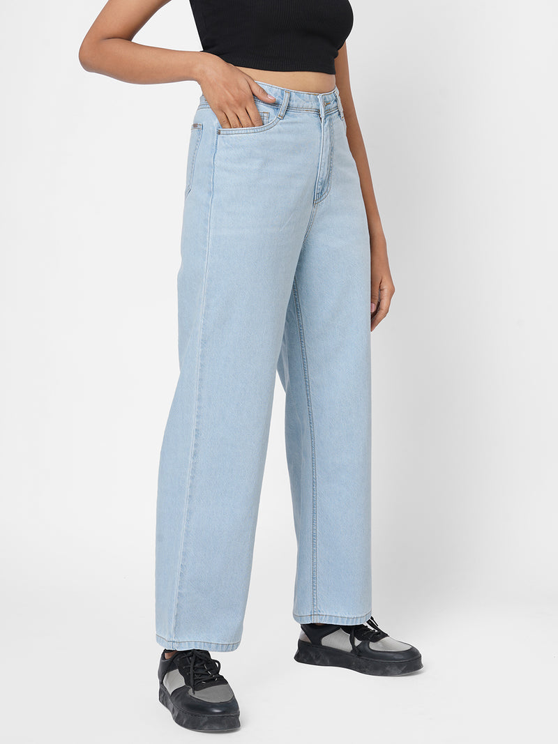 K5031 High-Rise Wide Leg Jeans - Light Blue