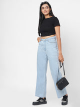 K5031 High-Rise Wide Leg Jeans - Light Blue