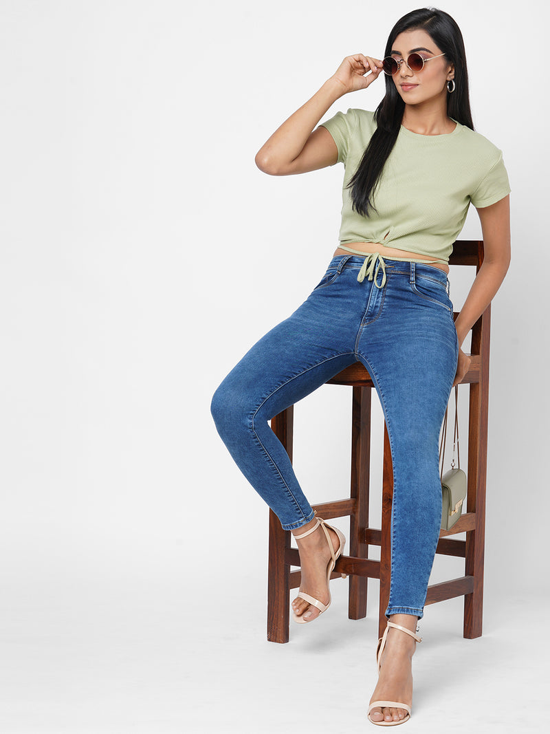 K4014 High-Rise Skinny Jeans - Blue