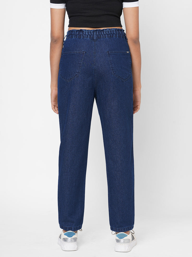 High-Rise Baggy Fit Jeans - Blue