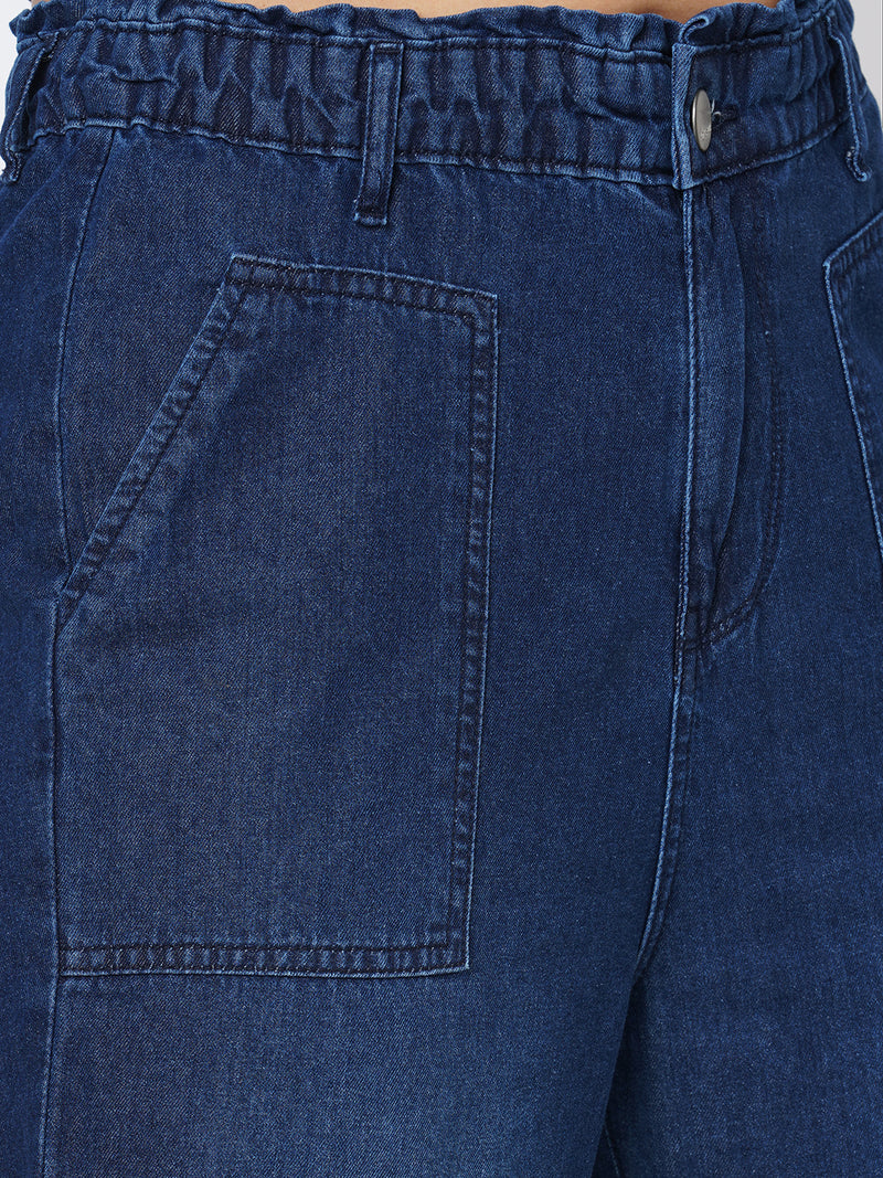 High-Rise Baggy Fit Jeans - Blue