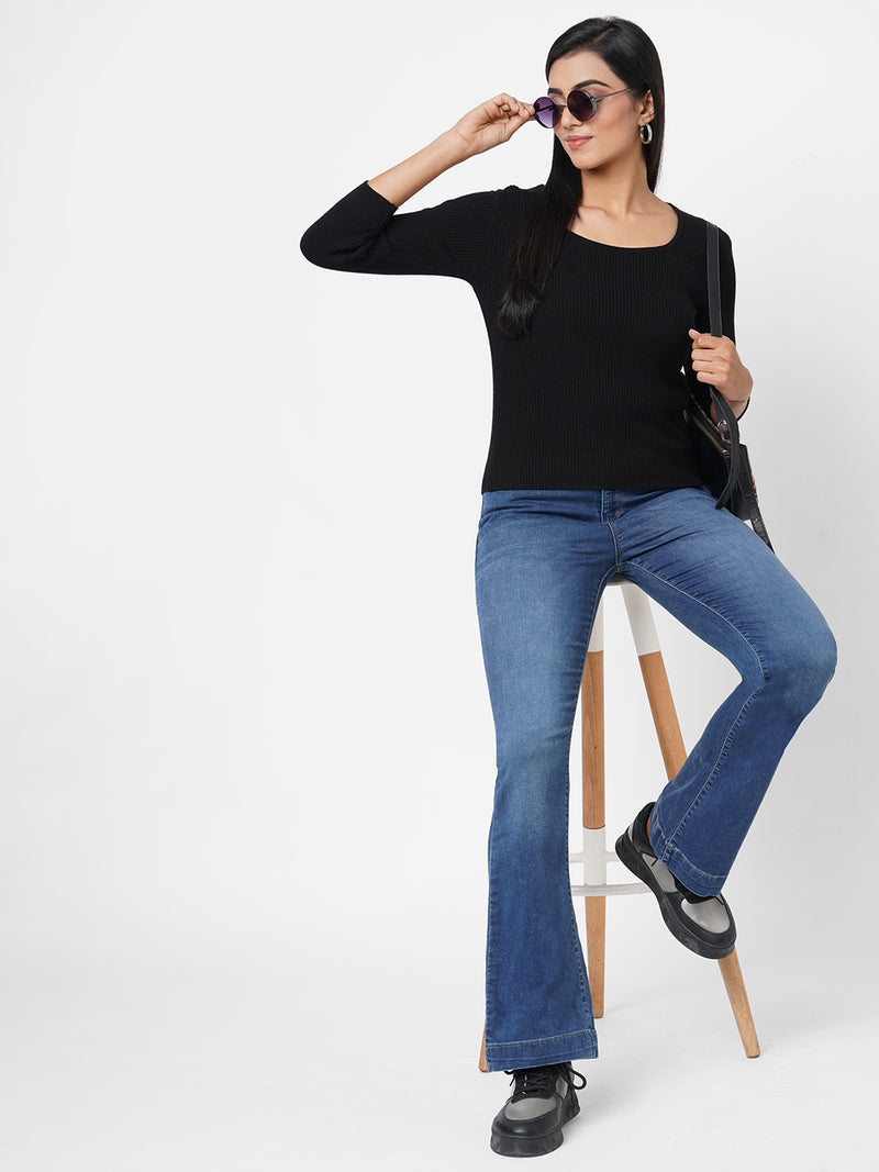 K5094 High-Rise Mini Flare Jeans - Blue