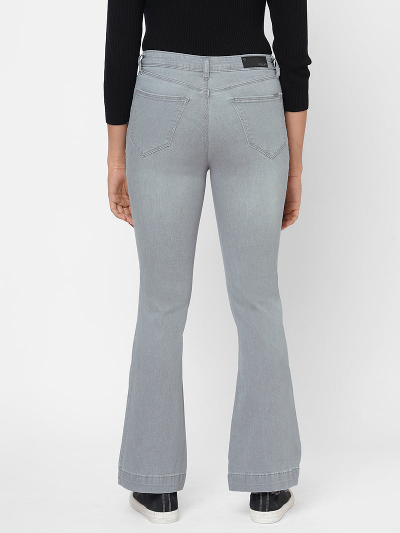 K5094 High-Rise Mini Flare Jeans - Grey