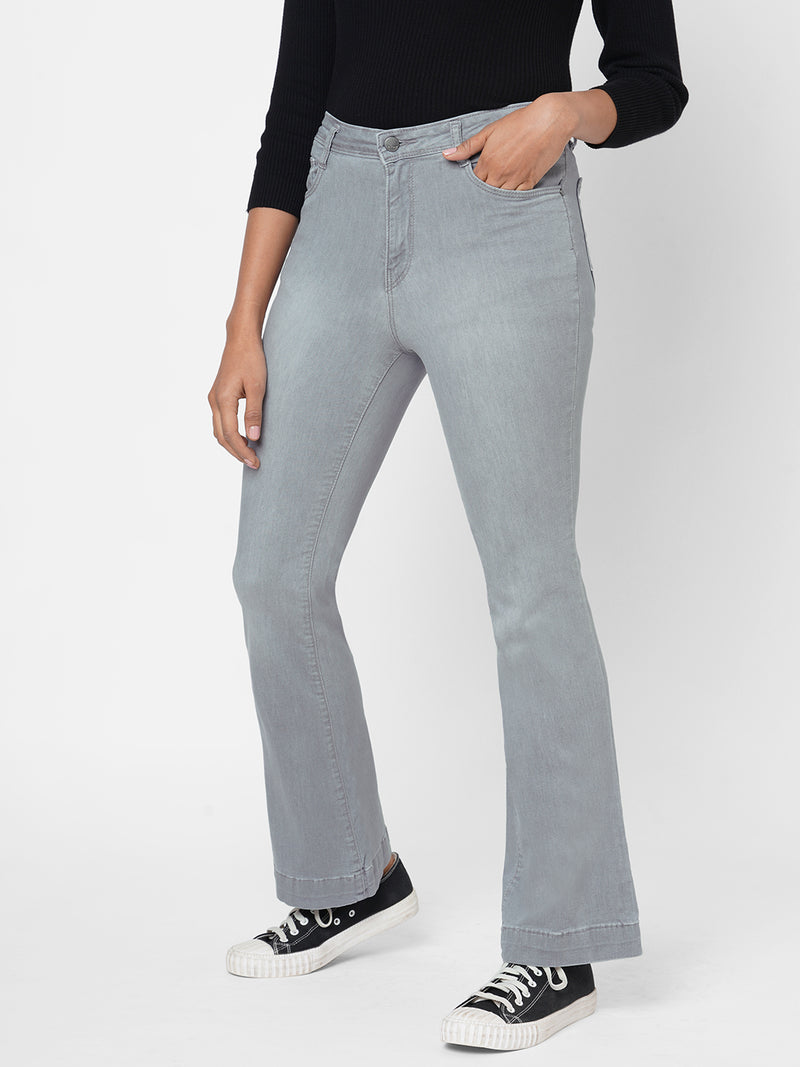 K5094 High-Rise Mini Flare Jeans - Grey