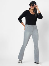 K5094 High-Rise Mini Flare Jeans - Grey