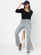 K5094 High-Rise Mini Flare Jeans - Grey