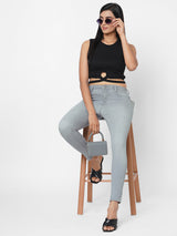 K4014 High-Rise Skinny Jeans - Grey