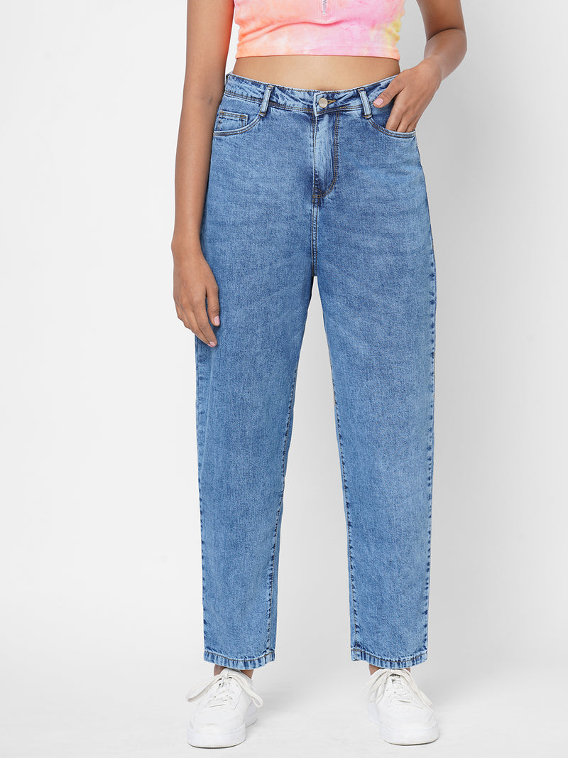 K6012 High Rise Balloon Fit Jeans - Blue