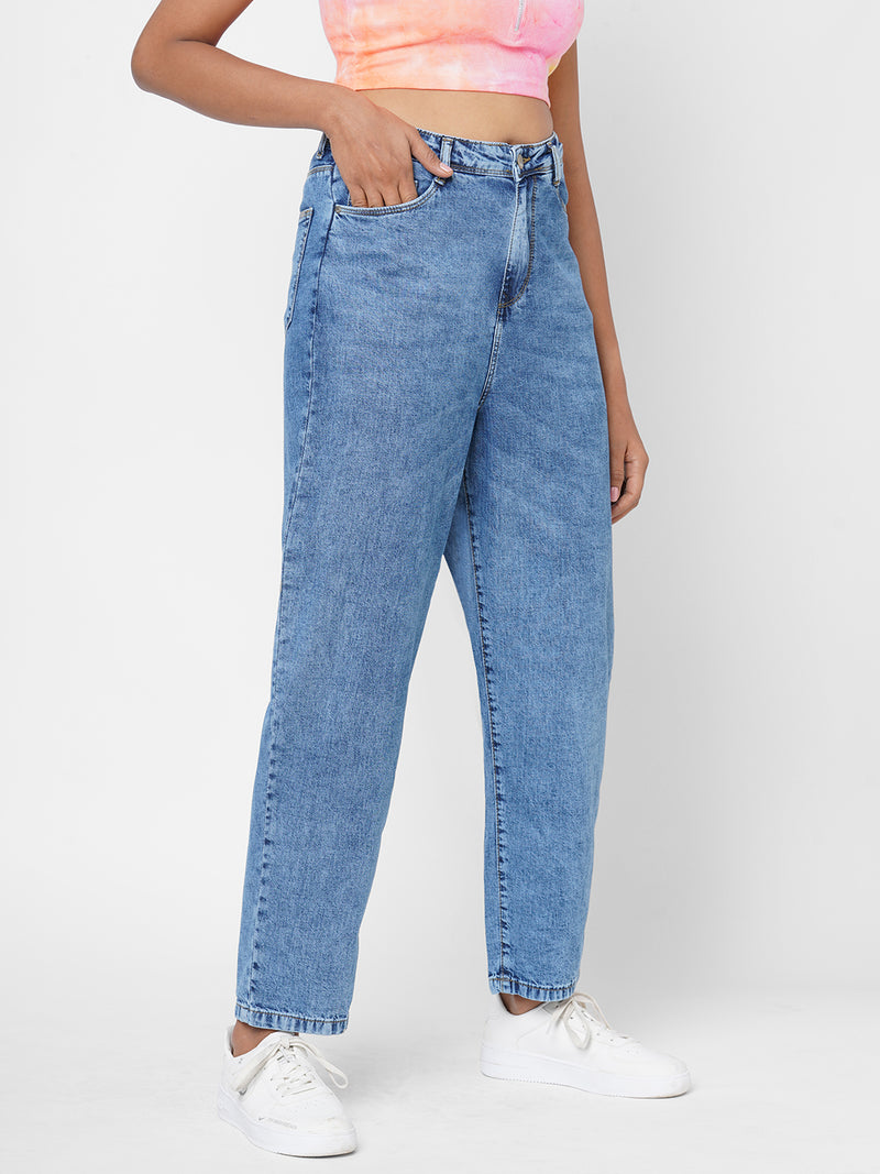 K6012 High Rise Balloon Fit Jeans - Blue
