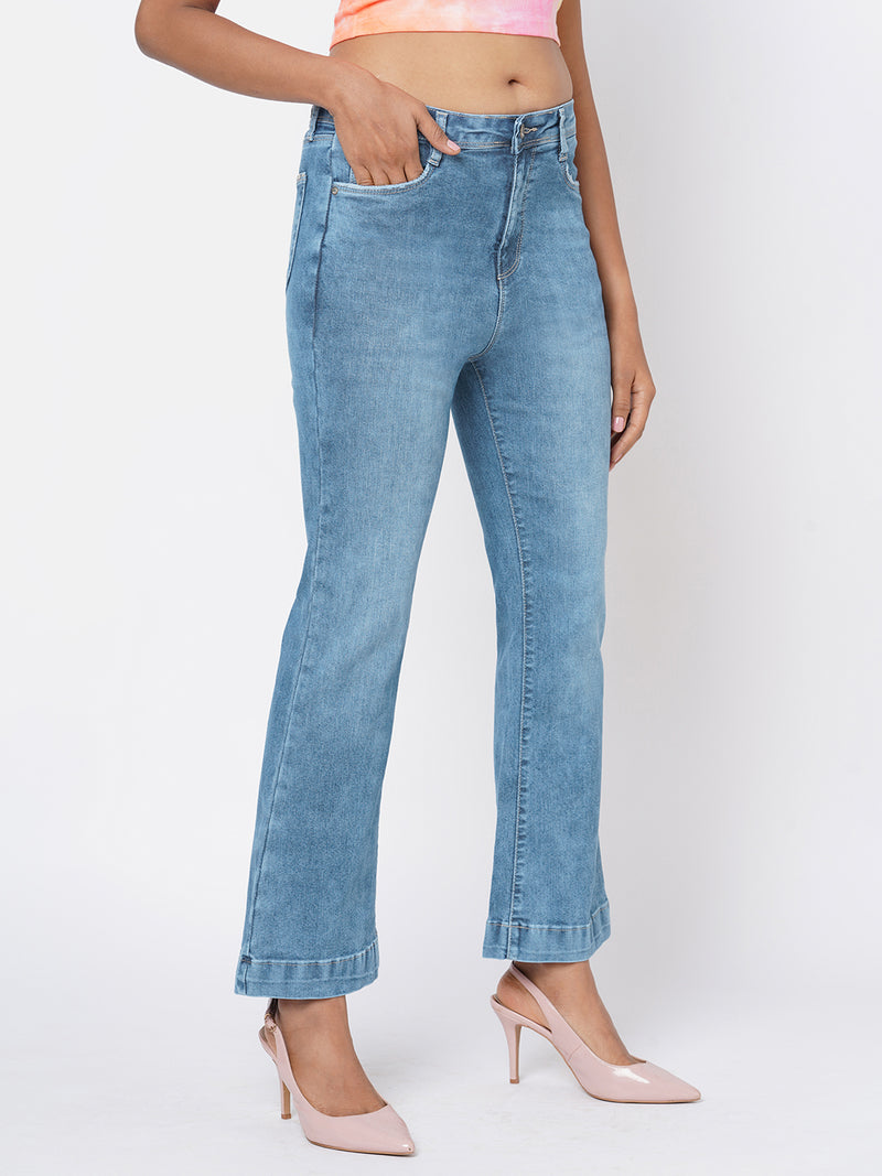 K5094 High-Rise Mini Flare Jeans - Blue