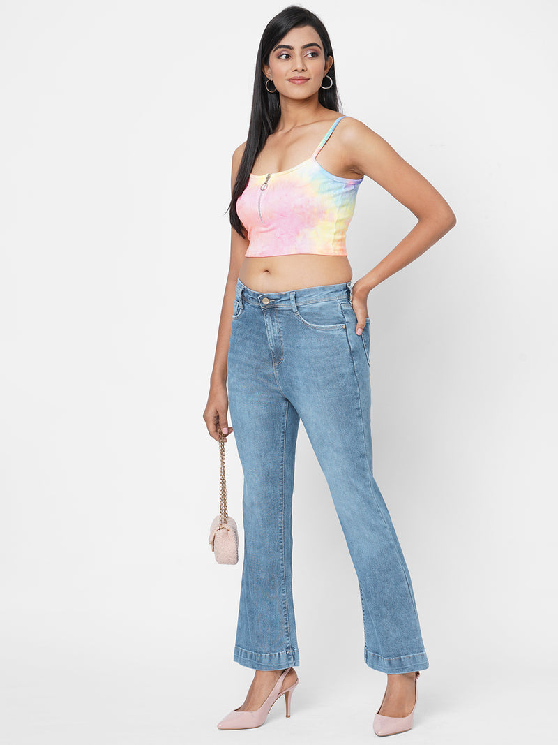 K5094 High-Rise Mini Flare Jeans - Blue