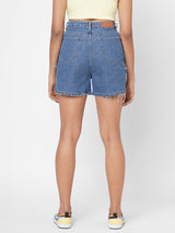 K4041 High-Rise Slim Shorts - Blue