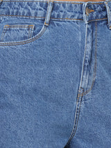 K4041 High-Rise Slim Shorts - Blue