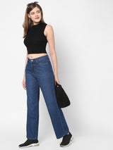 K6021 High-Rise Parallel Wide Leg Jeans - Blue