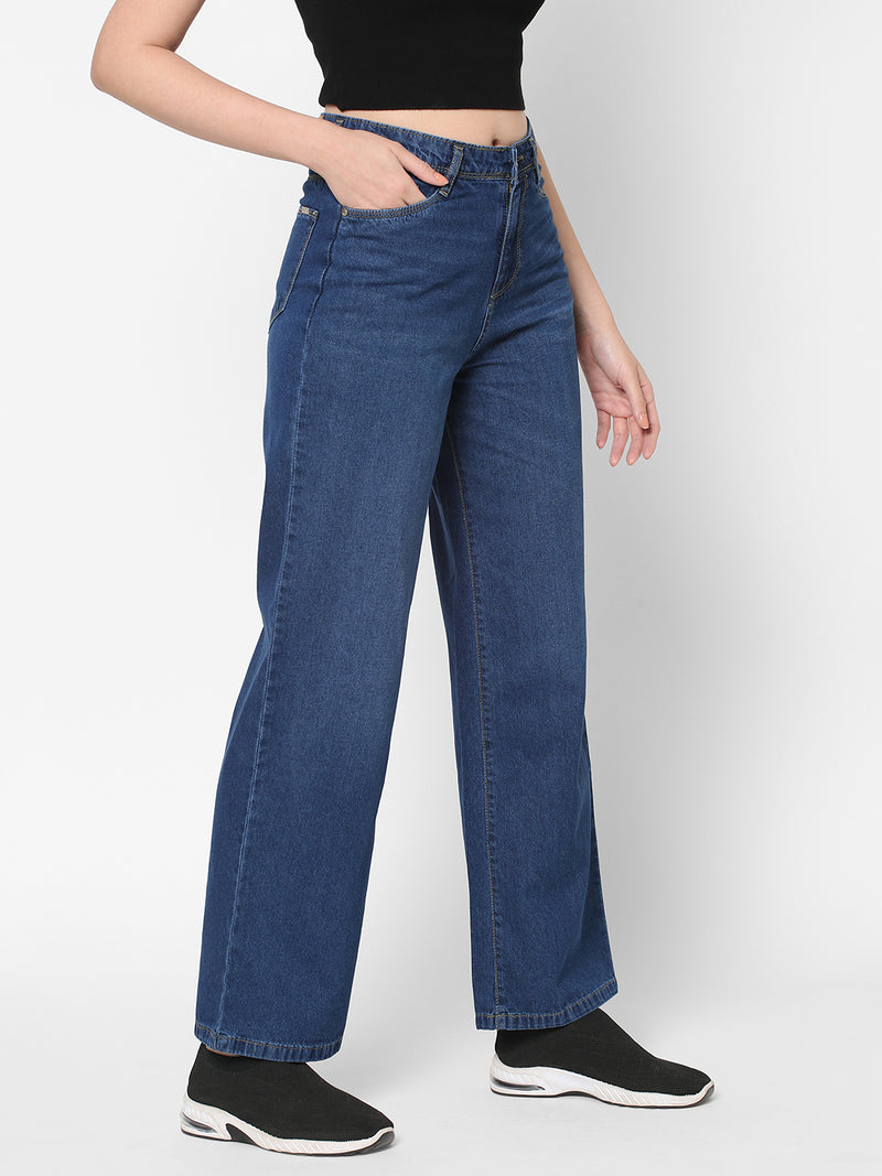 K6021 High-Rise Parallel Wide Leg Jeans - Blue