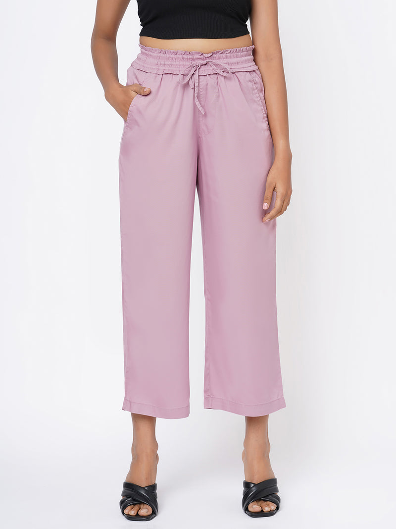 High-Rise Paper Bag Culottes - Dusty Pink