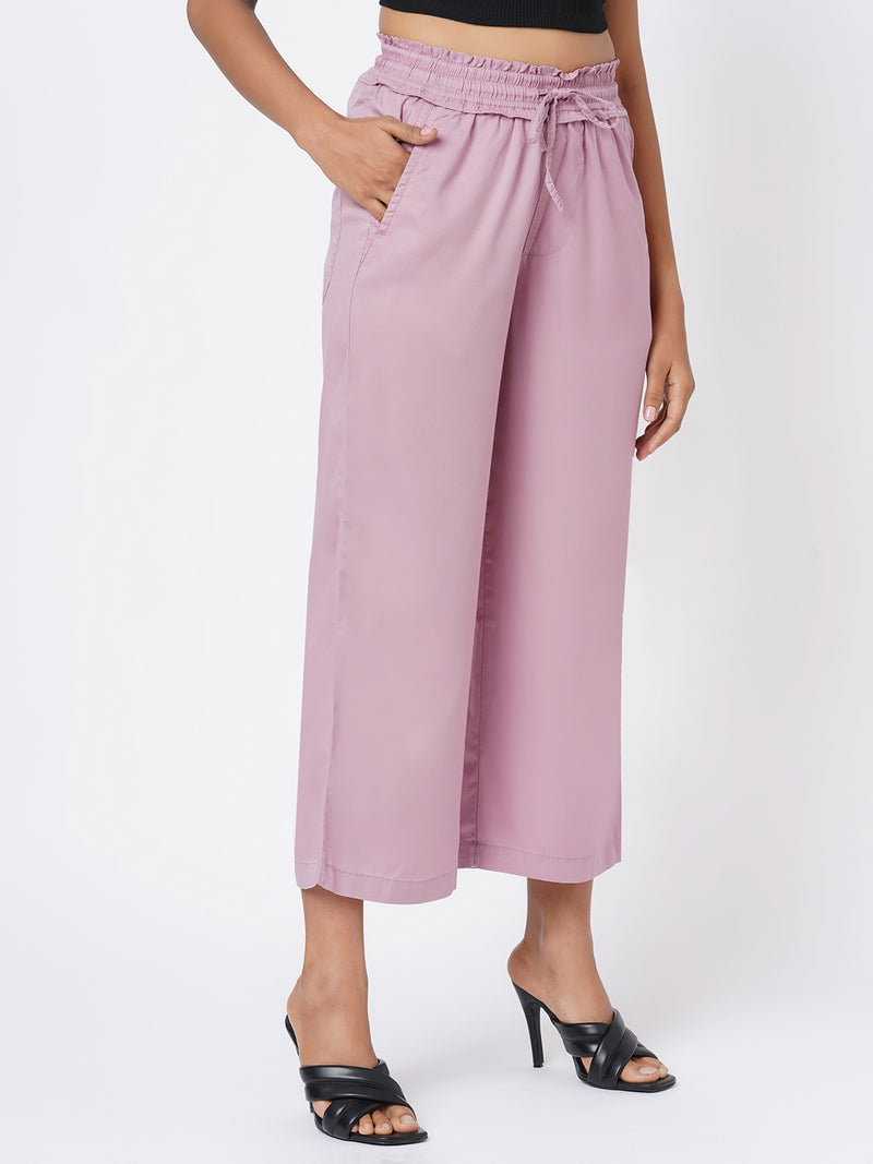 High-Rise Paper Bag Culottes - Dusty Pink