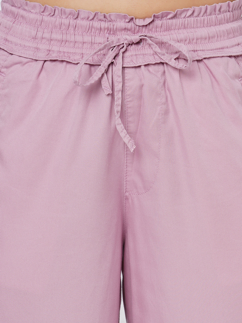 High-Rise Paper Bag Culottes - Dusty Pink