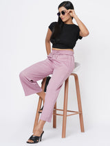 High-Rise Paper Bag Culottes - Dusty Pink