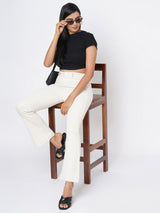 K5094 High-Rise Mini Flare Jeans - Ecru