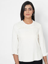 Women Off White Printed Top
