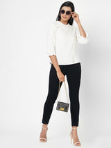 Women Off White Printed Top