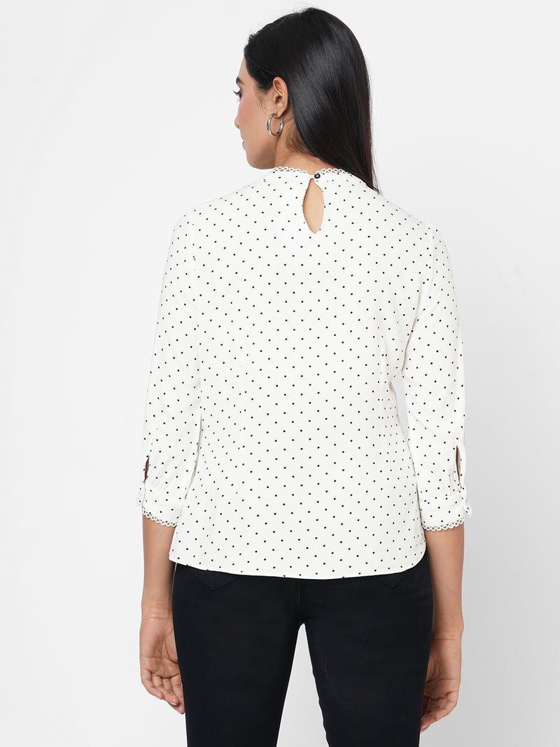 Women Off White Printed Top