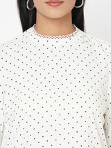 Women Off White Printed Top