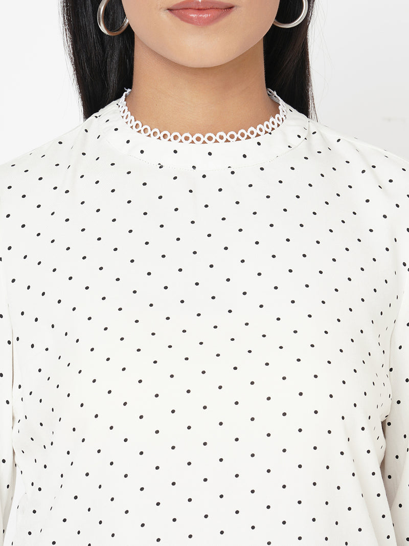 Women Off White Printed Top