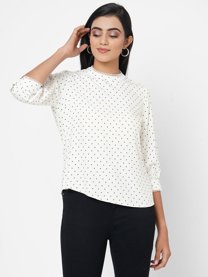 Women Off White Printed Top