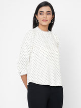 Women Off White Printed Top