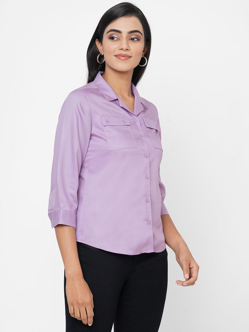Women Lilac Solid Shirt