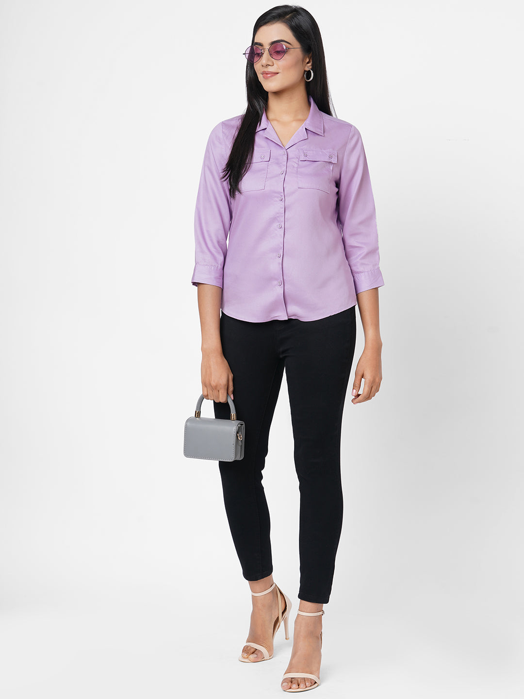 Women Lilac Solid Shirt