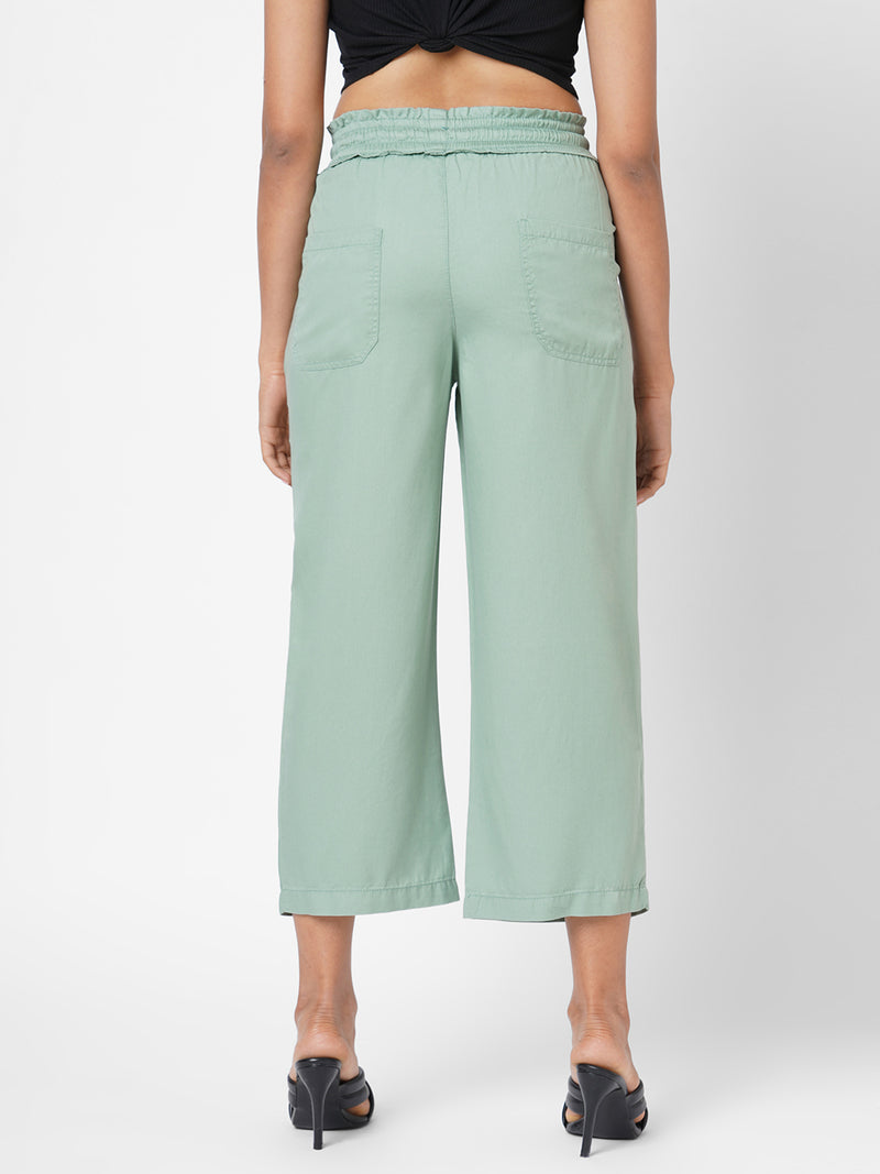 High-Rise Paper Bag Culottes - Mint Green