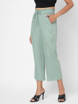 High-Rise Paper Bag Culottes - Mint Green