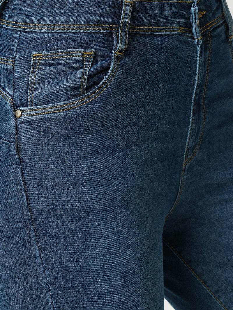 Women Blue K4068 Mid Rise Push Up Super Skinny Jeans